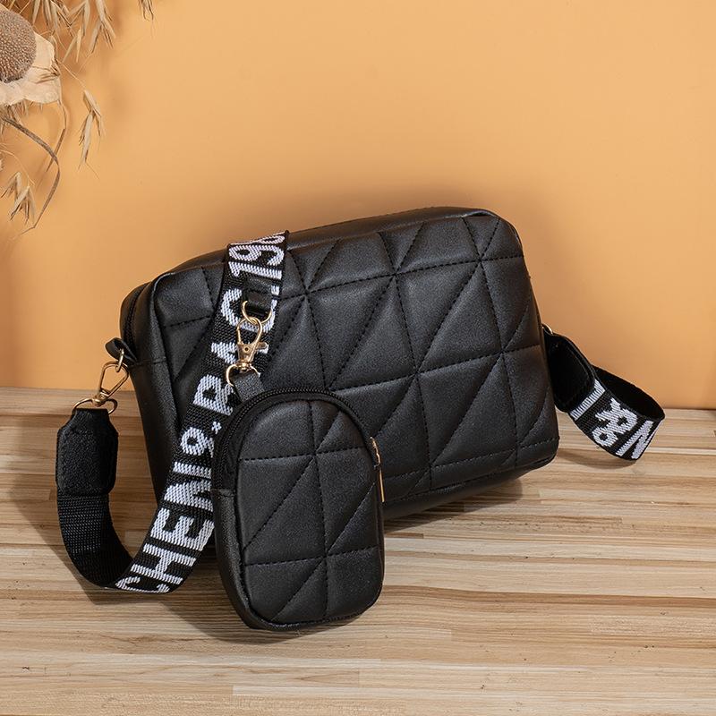 Yogodlns Quilted Detail Vierkante Tas Met Muntenbeurs 22x7x14.5cm zwart