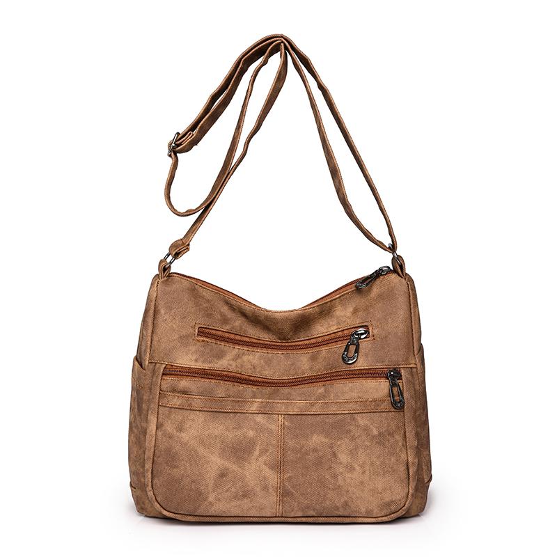 RUWB BAGS Vintage All-Match Effen Kleur Messenger Bag Hoge Capaciteit Dames Schoudertassen 2024 Nieuwe Hoge Kwaliteit Pu Lederen Dames Handtas bruin