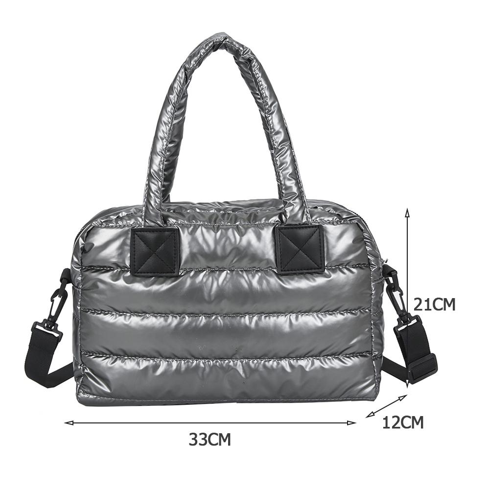 Framont Fashion House Vrouwen Quilted Lattice Handtas Casual Handtas Vrouwelijke Nylon Boodschappentas Winter Puffer Bag Retro Crossbody Tas Effen Kleur Handtas