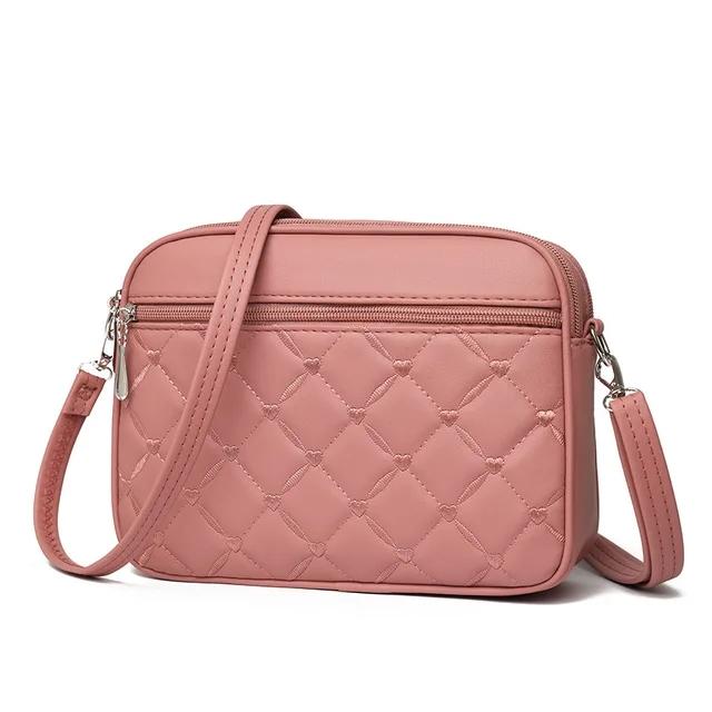 Yogodlns Dames Sling Schouder Kleine Vierkante Handtas Nieuw Gewatteerd Ontwerp PU Leren Crossbody Tas Veelzijdige Messenger Bag 26x7x18cm roze