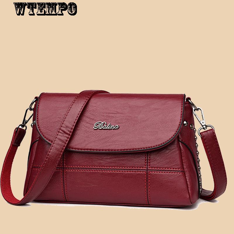 WTEMPO Mode Damestas Leertextuur Tas Trend Wild Messenger Bag Ritstas Kleine vierkante tas 27*9*17cm