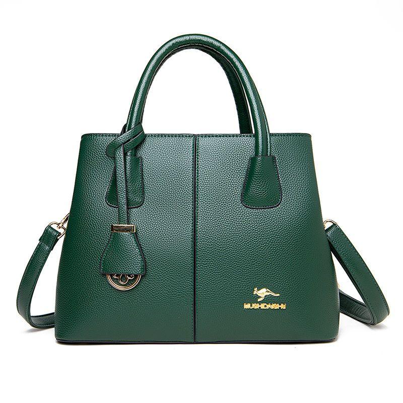 WTEMPO Vrouwelijke Echte Leren Middelbare Moeder Tas All-match Een-schouder Messenger Bag Toplaag Koeienhuid Handtas One Size