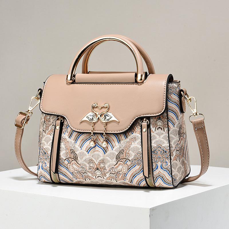 WTEMPO Borduurwerk Botsende Tassen Vrouwen Handtassen Niche Honderden Schouder Schuine Crossbody Tassen Textuur Oceanische Tassen Length 23 Width 11 Height 18