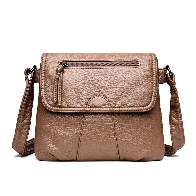 Yogodlns Dames Zacht Leren Schoudertas Vrouwelijke Crossbody Portemonnee 25cm*3cm*22cm kaki