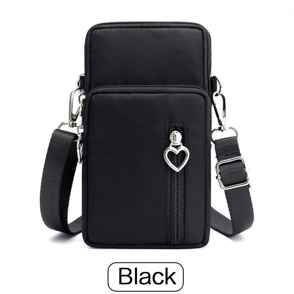Xiao Home 1PC Mode Mannen en Vrouwen Sport Vierkante Tas Mini Mobiele Telefoon Zakje Crossbody Schoudertassen Arm Tas zwart
