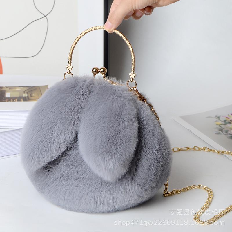 Enjoytime H 2024 Nieuwe Vrouwen Pluche Mini Schoudertas Vrouwelijke Messenger Bags Portemonnees Zachte Schattige Konijnenoren Crossbody Tassen voor Vrouwen Sac A