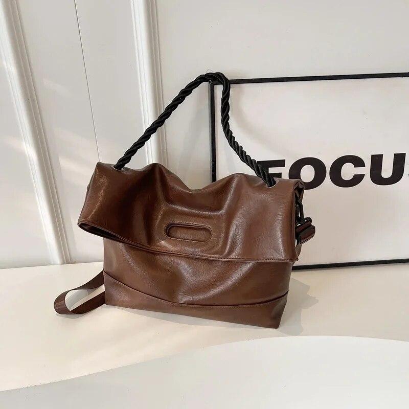 Molly Show Touw Handvat Ontwerp Grote PU Leahter Crossbody Tassen voor Vrouwen 2024 Lente Mode Ontwerper Vrouwelijke Schoudertas Handtassen koffie