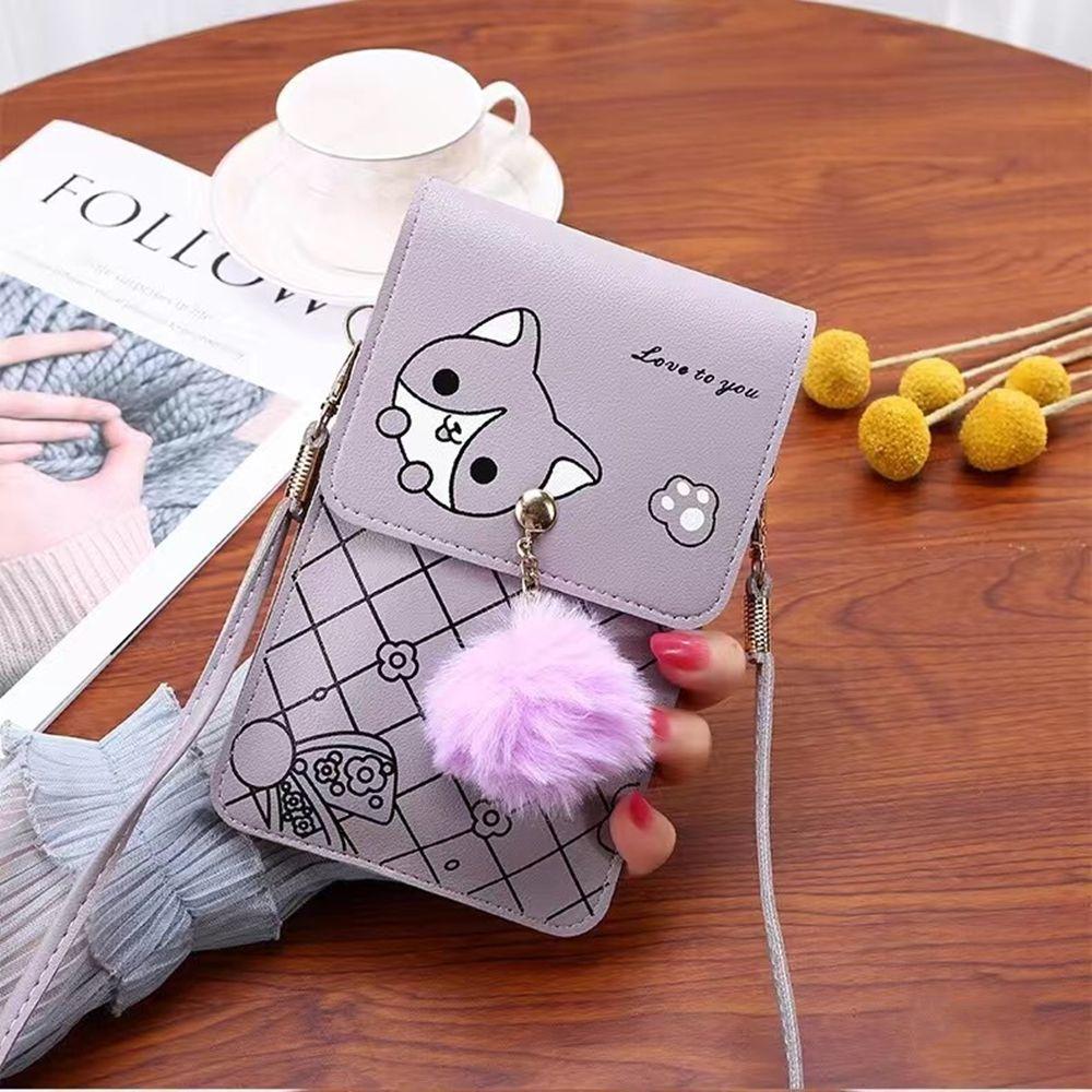 InsprerMe Mode portemonnee handtas cartoon telefoontas Sling Pouch tastbaar PU-leer