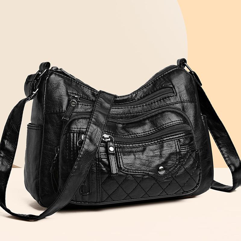 Lucky Black Cat Handtas PU leren schoudertassen voor vrouwen Casual Totes Solid grote dagelijkse schoudertas Crossbody tas zwart