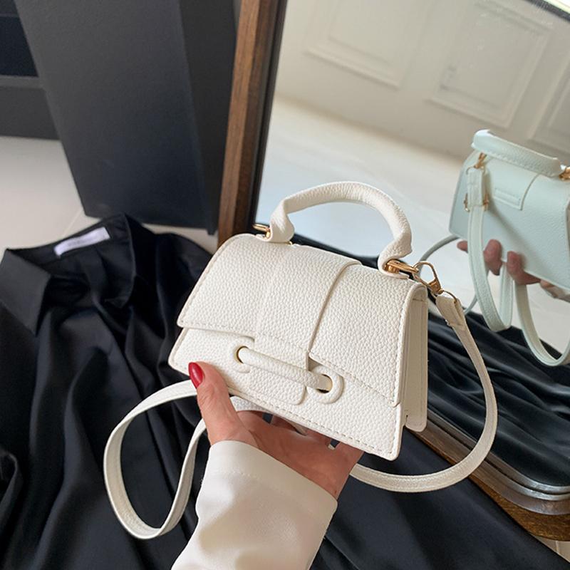 Colorful Bag Mini PU Crossbody Tas Dames Meisjes Vierkante Schoudertas Effen Kleur Ouder-kind Tasje Zoete Lippenstift Make-up Tas 16x7x10cm wit