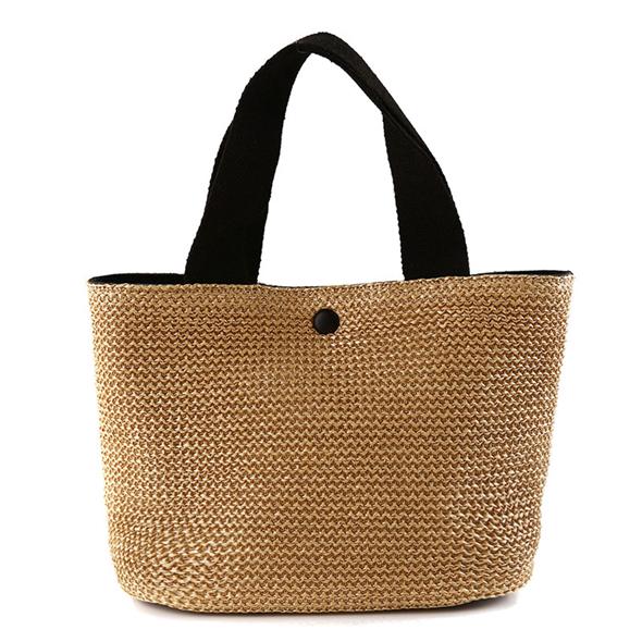 Currygood Casual rotan dameshandtas Zomerstrand strozak Geweven handtas Damesreistas met grote capaciteit One size zwart