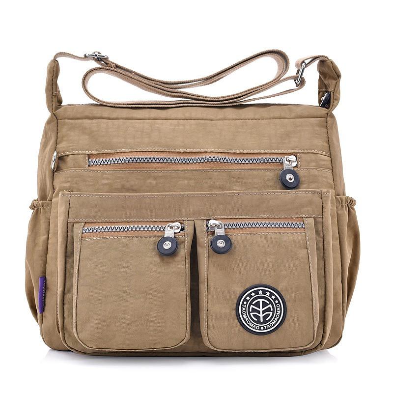 VIA ROMA Multi-pocket damestas Nylon tas Grote capaciteit dames schoudertas Crossbody tas Waterdichte nylon tas One Size