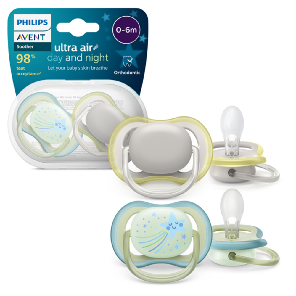 Philips Avent Ultra Air Day And Night Fopspeen 0-6 mnd 2 stuks