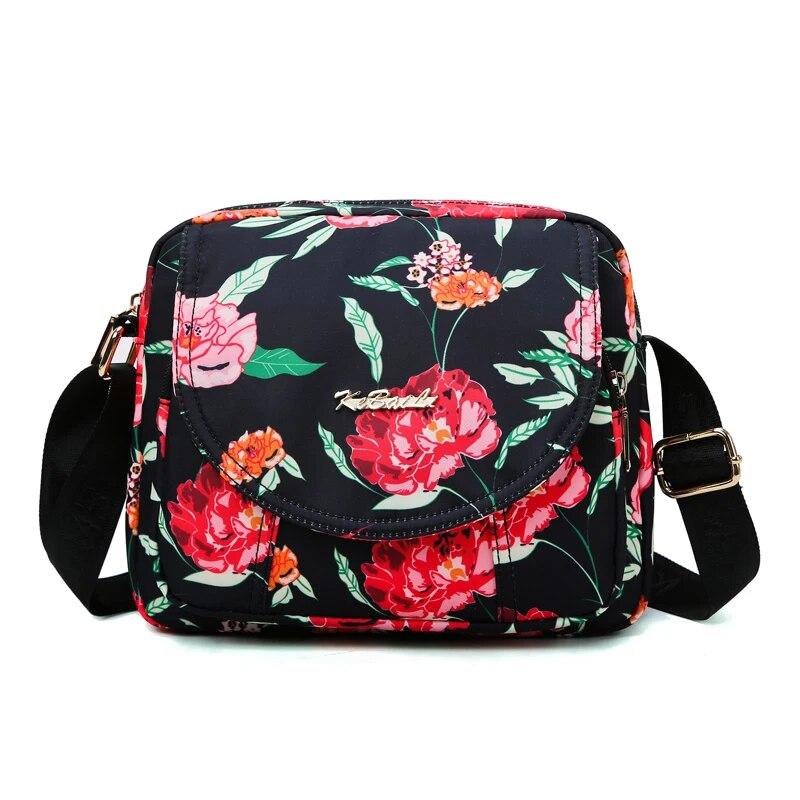 RUWB BAGS Mode bloempatroon ontwerp dames schoudertas multi-pocket dames messenger bags mode hoge kwaliteit nylon damestas portemonnee