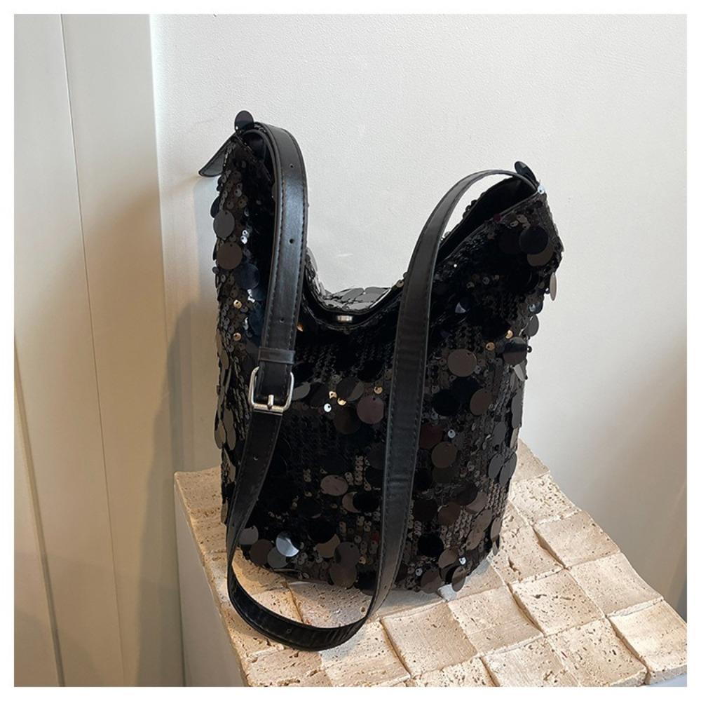 Haohangle25 Sequin Chain Bucket Bag Large capacity Messenger Bags Creative Shoulder Crossbody Bag