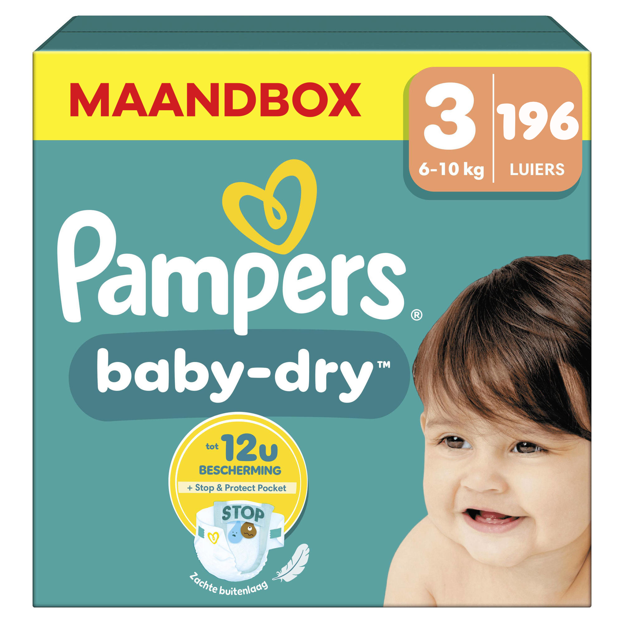 Pampers  Baby Dry - Maat 3 - Maandbox - 196 stuks - 6/10KG