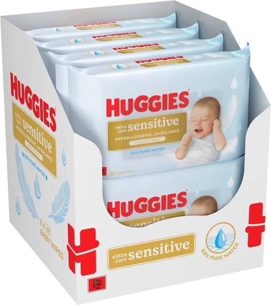 Huggies  Extra Care Sensitive - Billendoekjes - 384 babydoekjes - 8 x 48