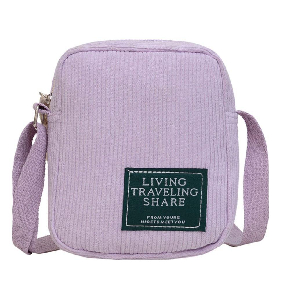 LinsooMee Corduroy Crossbody Bag Solid color Small Handbag Fashion Bucket Bag paars