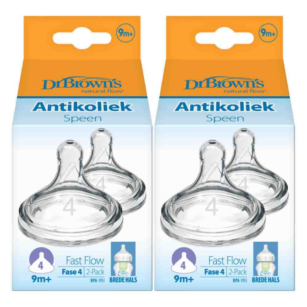 Dr. Browns 2x  Speen Breed Options+ Fase 4 Transparant 2 stuks