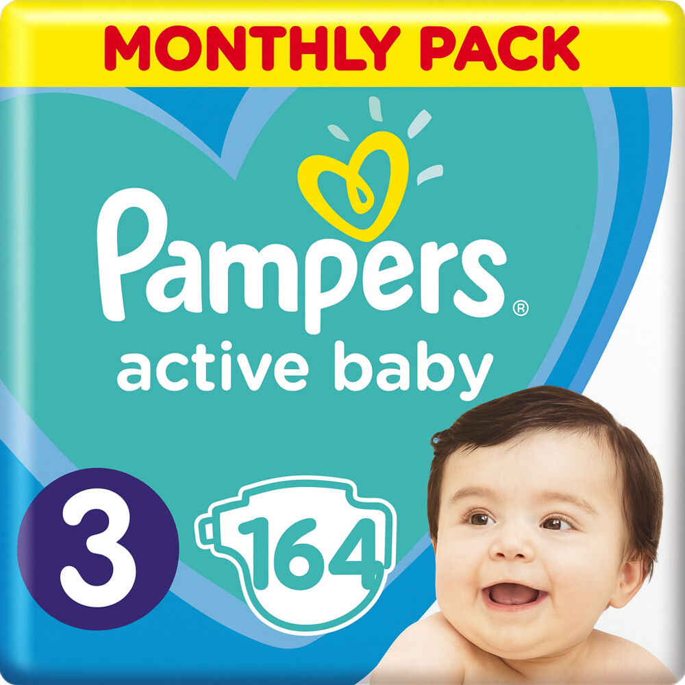 Pampers Active Baby Luiers Maat 3 (6-10 kg) 164 stuks