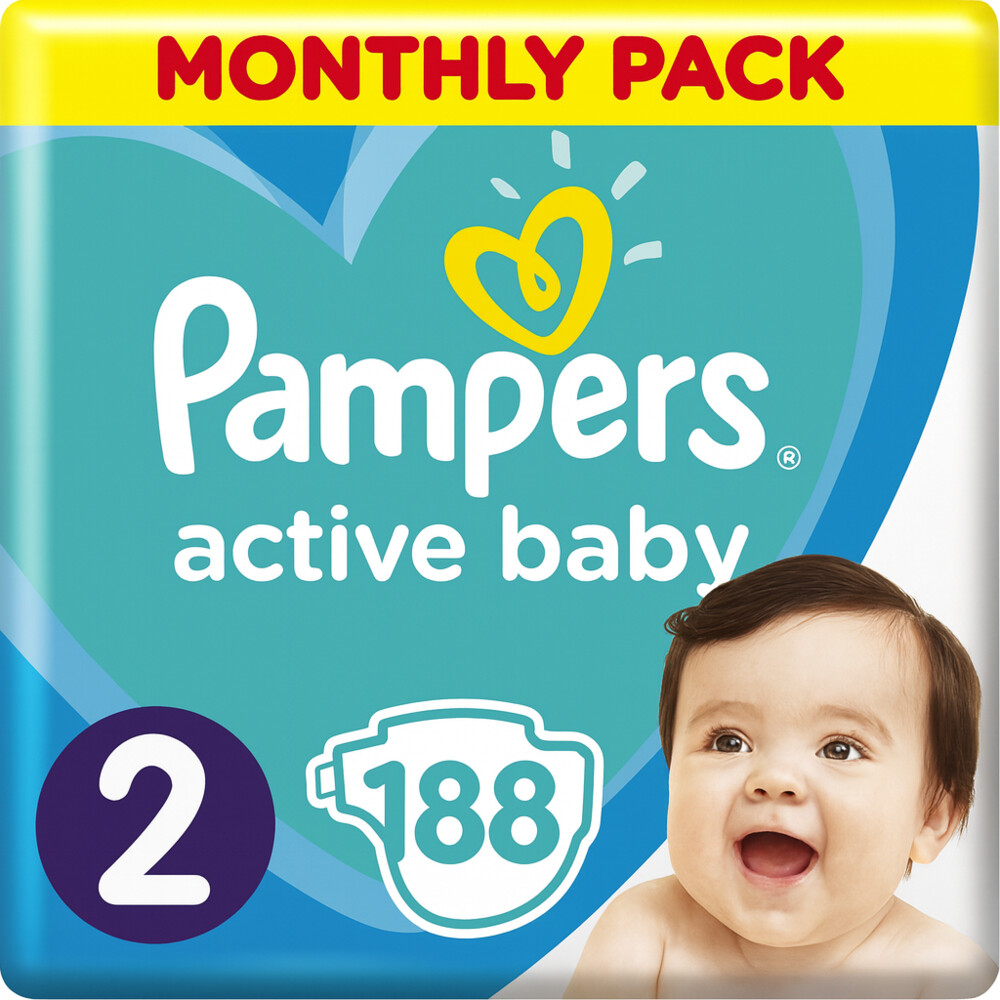 Pampers Active Baby Luiers Maat 2 (4-8 kg) 188 stuks