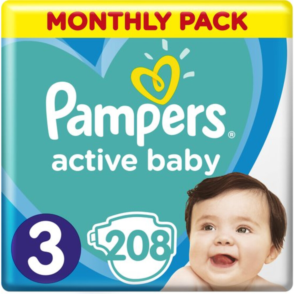 Pampers Active Baby Luiers Maat 3 (6-10 kg) 208 stuks