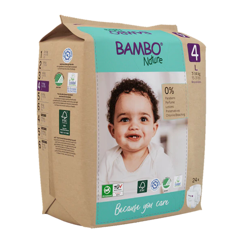 Bambo Nature 2x  Luiers Maat 4 (7-14 kg) 24 stuks