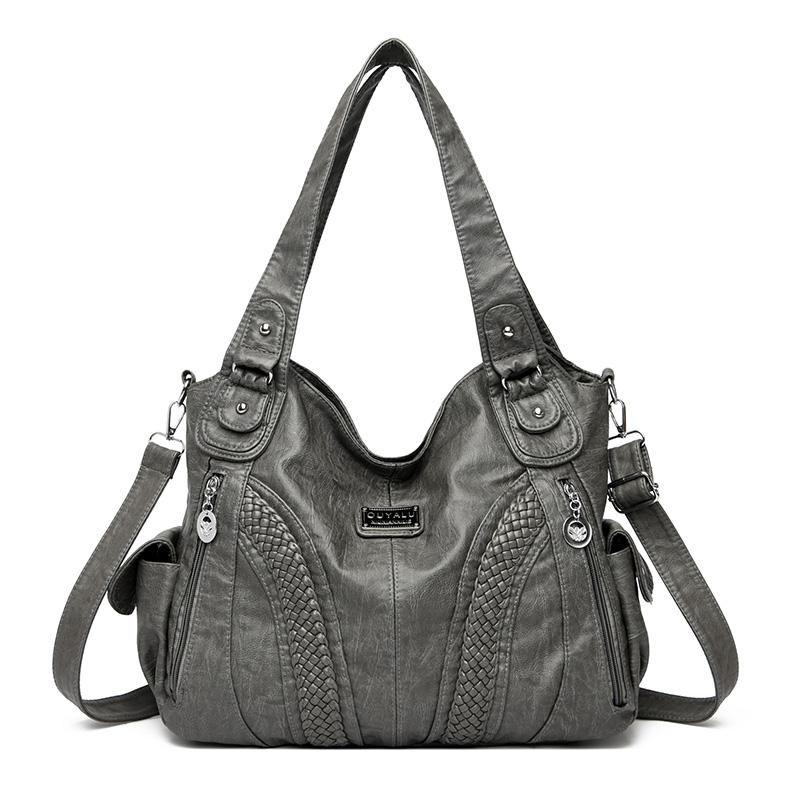 KULUOSIDI BAG Vintage leren schoudertas handtas middelbare leeftijd moeder tas grijs