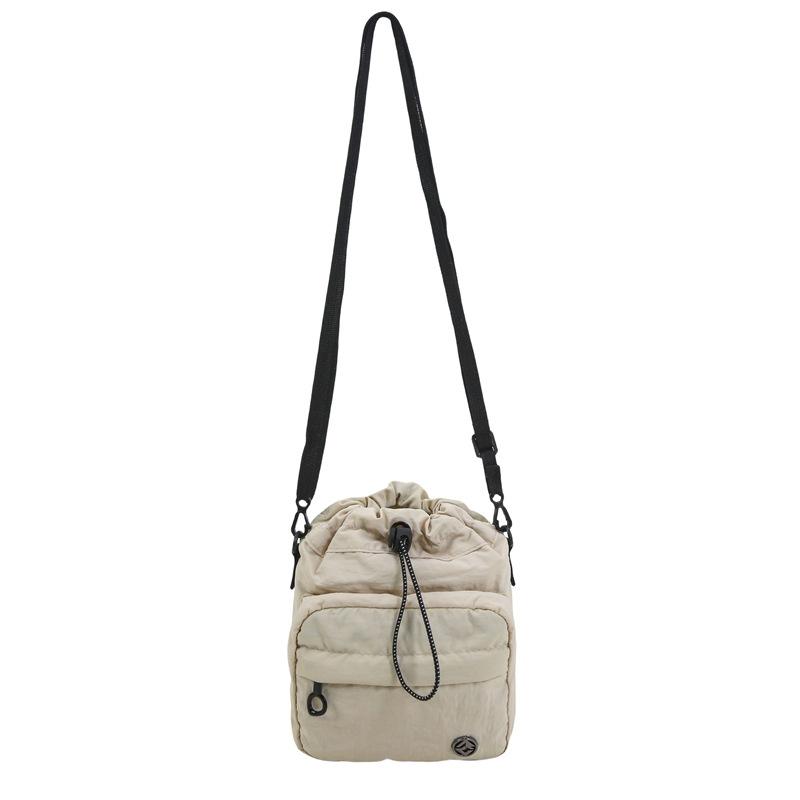 KULUOSIDI BAG Women's Portable Sports Water Cup Bag Drawstring Nylon Crossbody Mini Mobile Phone Bag beige