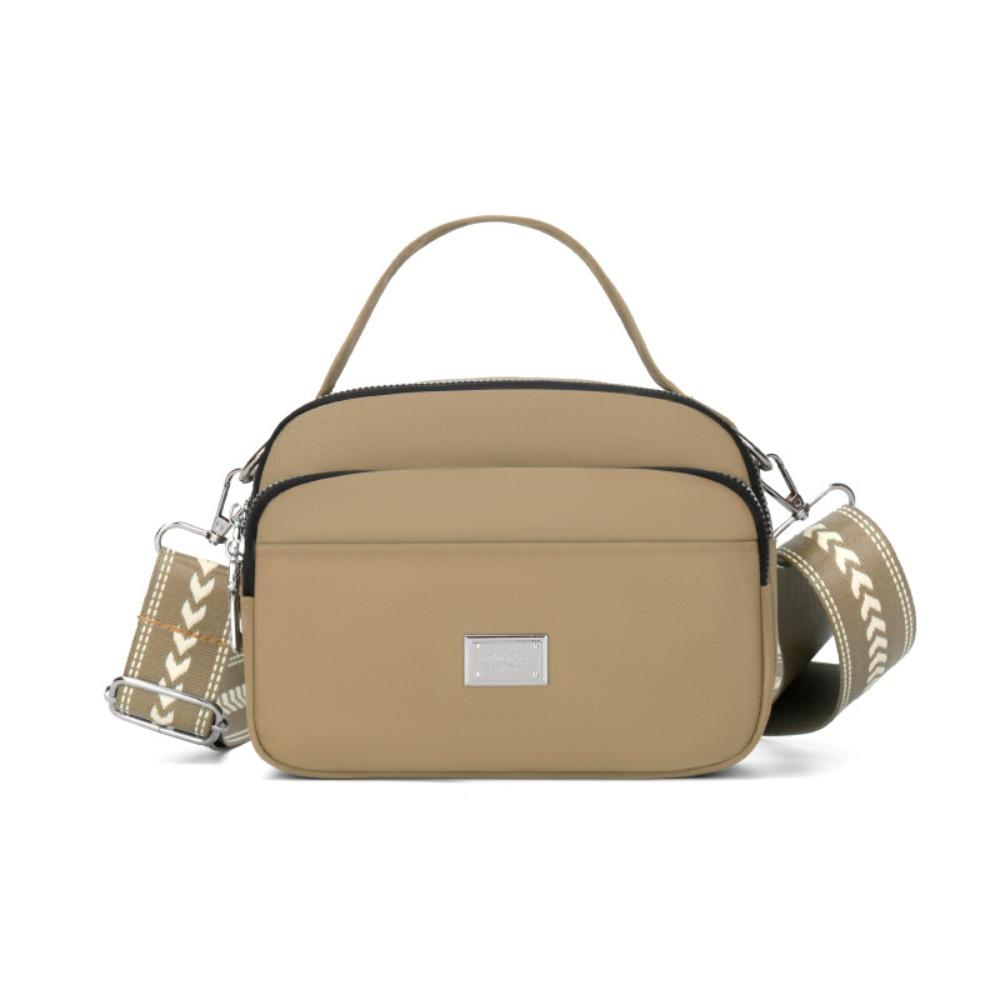 ChangshaA Multi pockets Single Shoulder Bag Nylon Women Handbag Simple Cross Body Bag  Female kaki