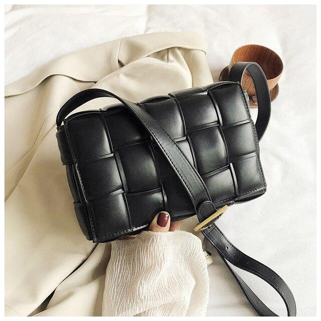 MyMall Mode Kleine Design Tas Vrouwen 2020 Nieuwe Koreaanse Mode Geweven Kleine Vierkante Crossbody Tas Mesh Rode Schoudertas zwart