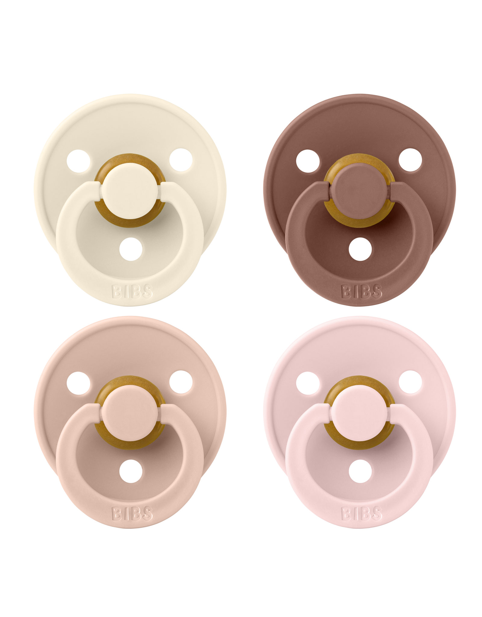 Bibs – Fopspenen - Colour – 4 Pack – Rond - Ivory/Blush/Woodchuck/Blossom – Maat 2