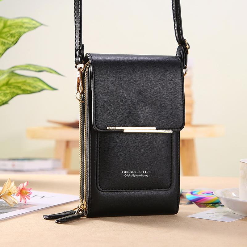 TBkids Effen kleur PU leren crossbody tassen voor vrouwen vrouwelijke schouder eenvoudige tas dame mini tasbare telefoon portemonnees en handtassen zwart