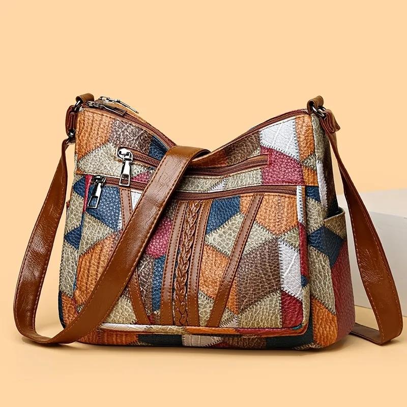 Colorful Bag Elegante vintage crossbodytas voor dames Trendy handtas Mode multi-pockets schoudertas All-match retro crossbodytas voor dagelijks gebruik 27x9x23cm blauw