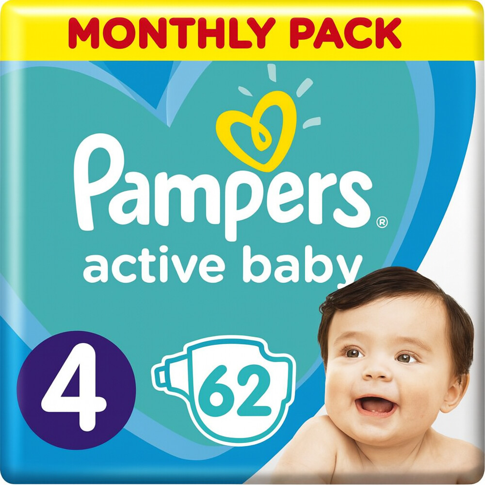 Pampers 3x  Active Baby Luiers Maat 4 (9-14 kg) 62 stuks