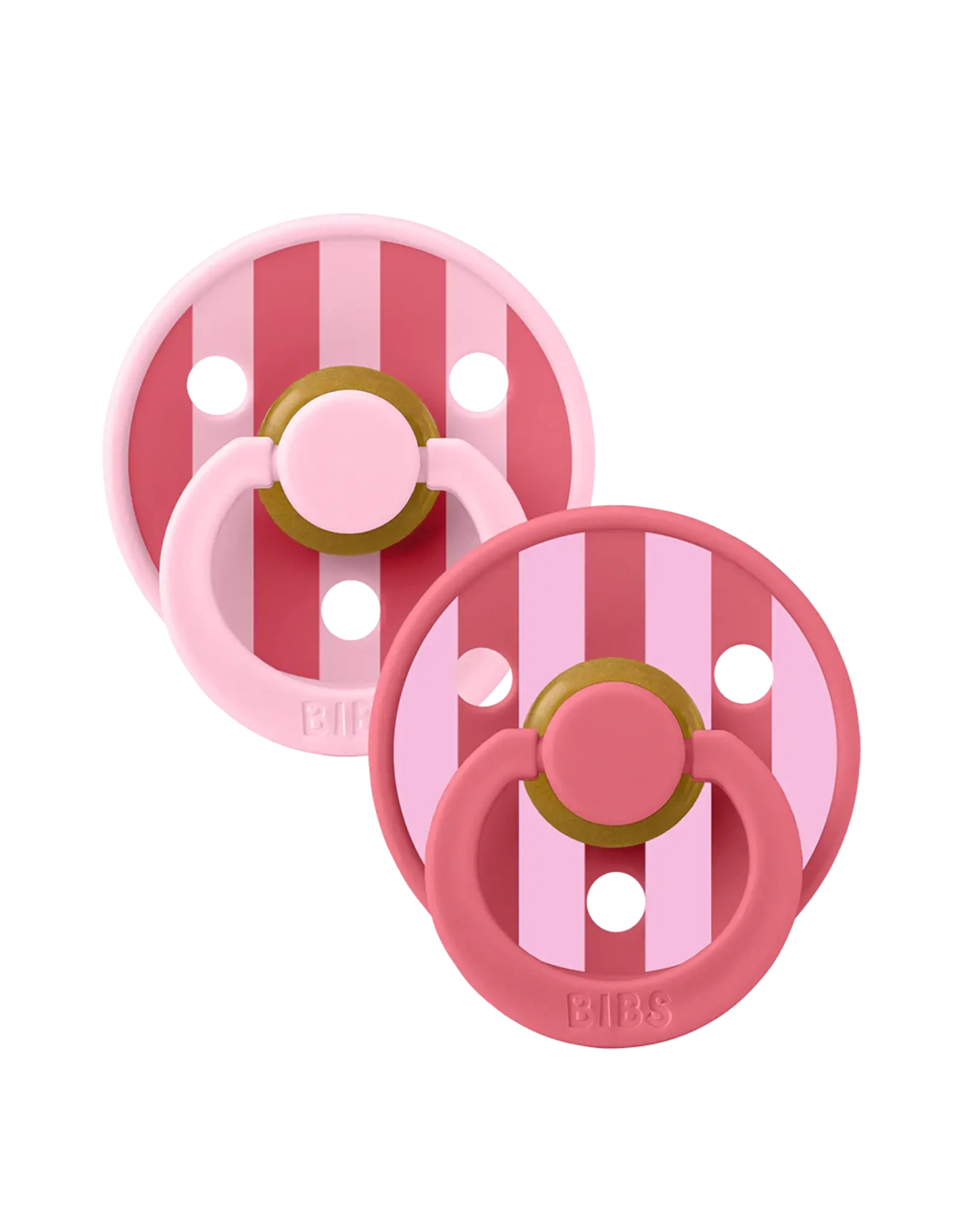 Bibs – Studio Collection - Fopspeen - Rond – Baby Pink/Coral Mix – Maat 1 – 2 Stuks