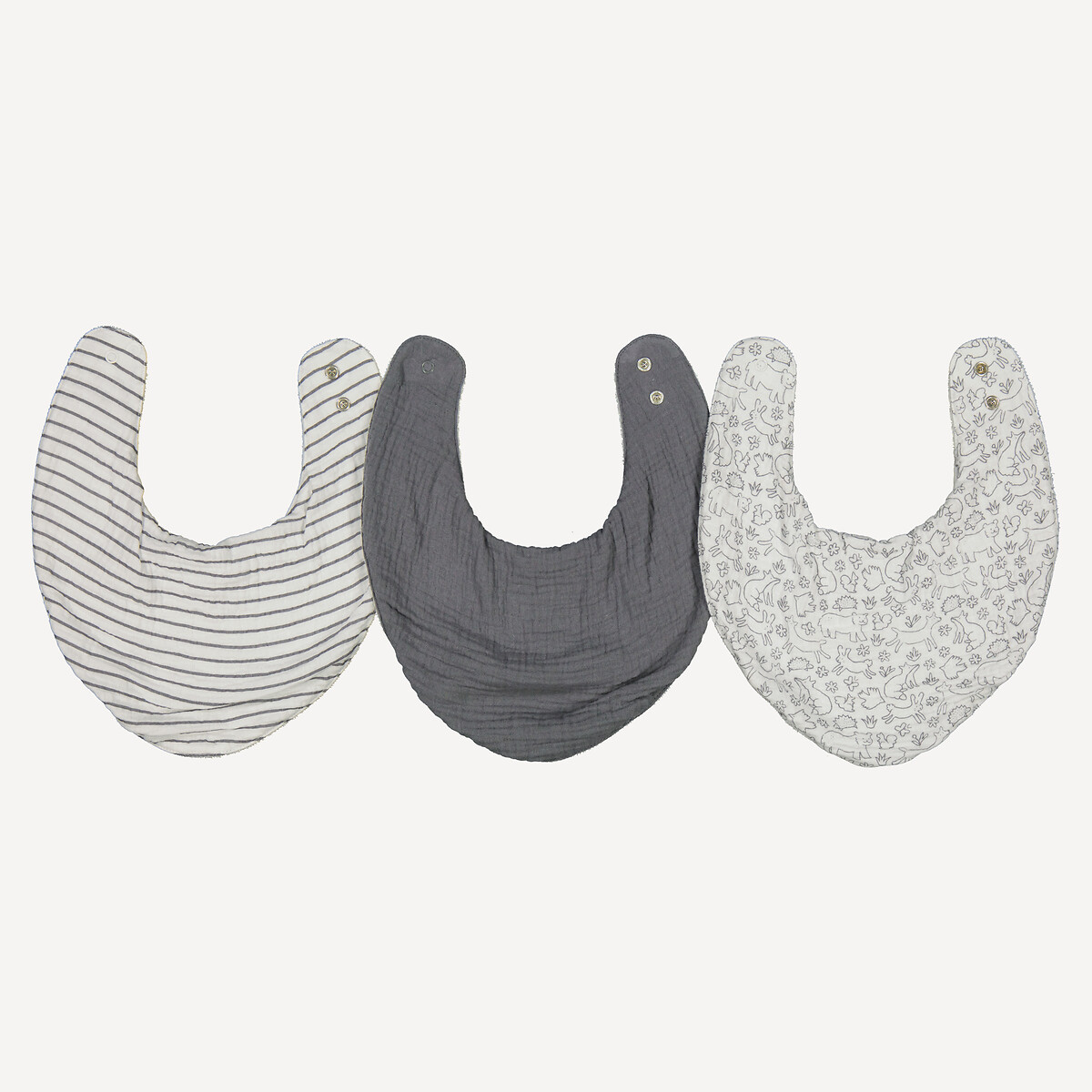 LA REDOUTE COLLECTIONS Set van 3 bandana slabbetjes, katoen gaas en badstof