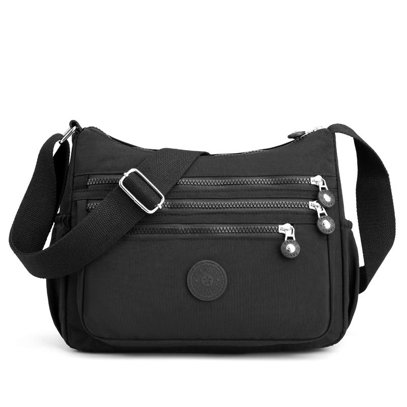 MOJOTO Vrouwen Schoudertas Handtas Nylon Waterdichte CrossBody Tas Dames Messenger Bag zwart