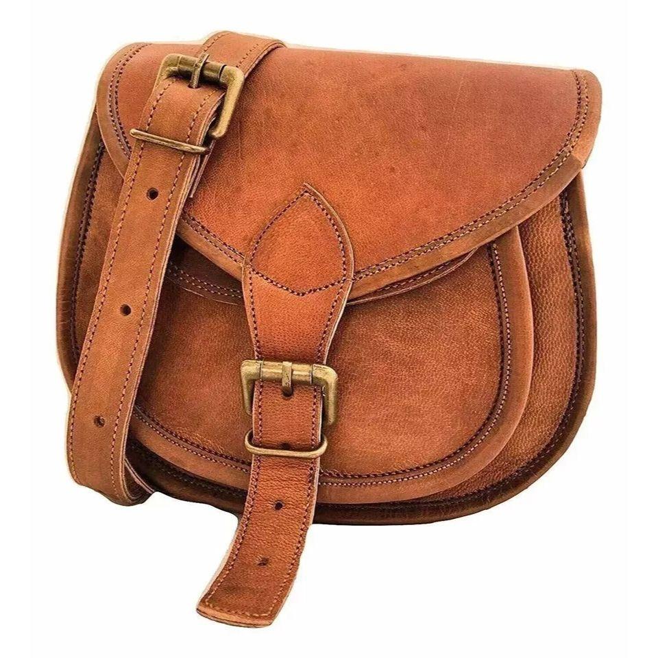 NAVYA Genuine leather Bags Vintage Goat Cross-body Bag Leather Brown Messenger Shoulder Purse Handmade Leather Brown Bag 9 x 7 x 3 in bruin