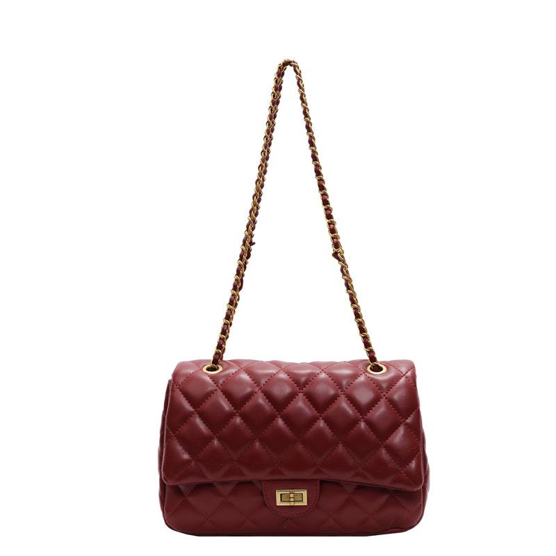 Wucifang Bags Bag Women's Messenger Bag New Large-capacity Shoulder Bag Chain Bag bordeaux