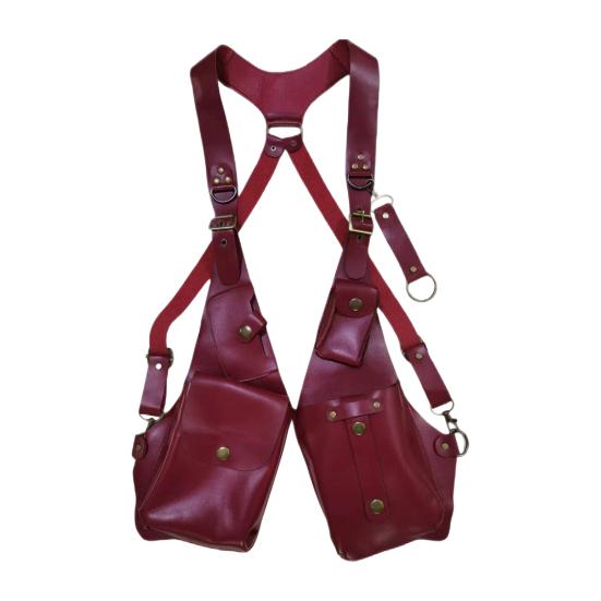 Bag kingdom Sling Bag Anti-diefstal Harnas Tas Middeleeuwse Steampunk Stijl Portemonnee Glad Kunstleer Verstelbare Band Klinknagel Decor Oksel Dubbele Schoudertas rood