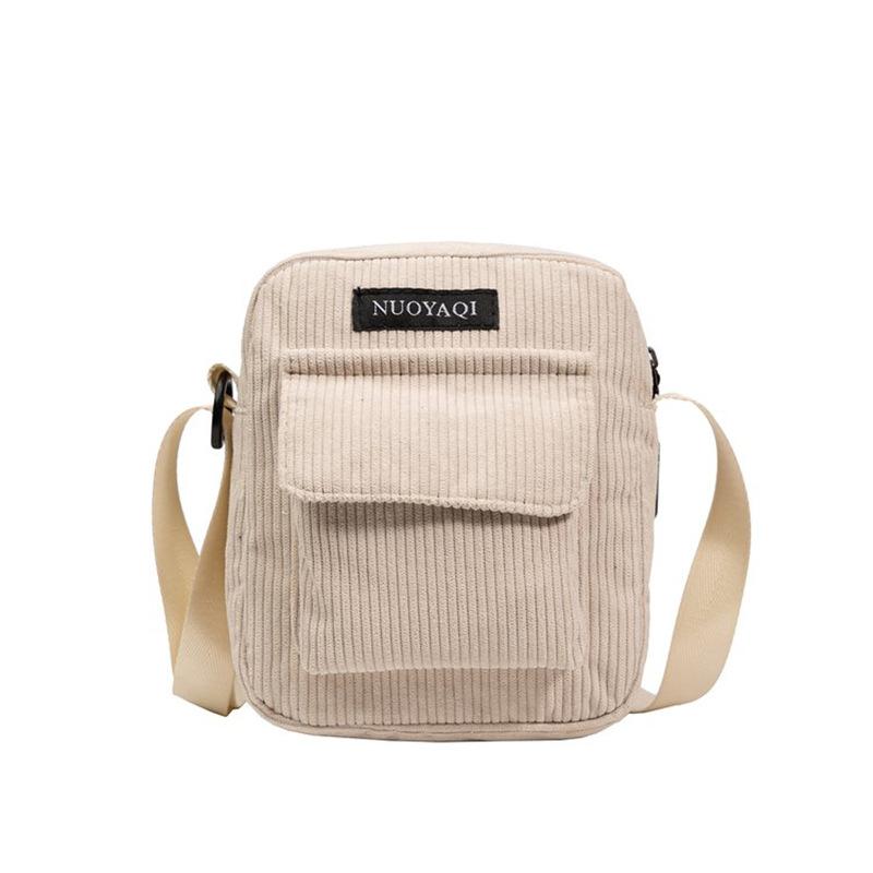 MEETFASHION Vrouwen Corduroy Schoudertassen Gestreepte Stoffen Handtassen Casual Zip Tote Canvas Crossbody Tas Leuke Boodschappentas voor Dames