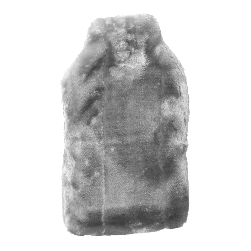 Cepewa Warmwaterkruik - 2L - zilver/grijs - met pluche hoes - kruik - winter -