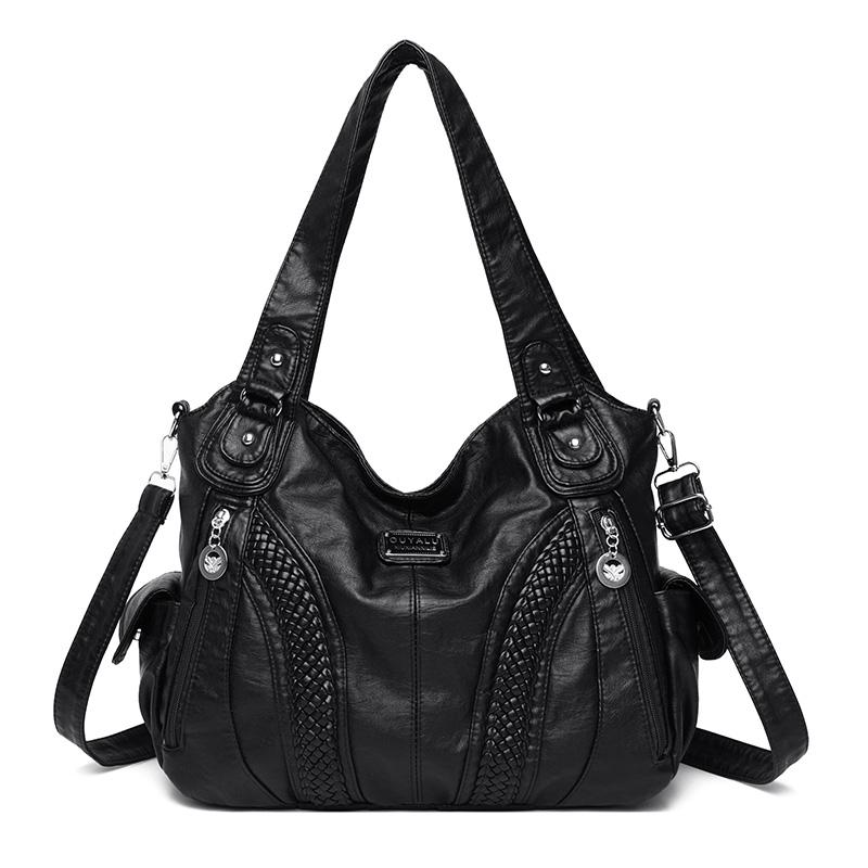 KULUOSIDI BAG Vintage leren schoudertas handtas middelbare leeftijd moeder tas zwart