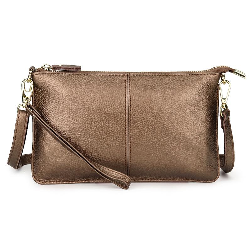 AMONCHY 2024 Echte leren kleine dames schoudertassen Uitstekende koeienhuid crossbody messenger bag Hoge capaciteit clutch tassen voor vrouwen brons