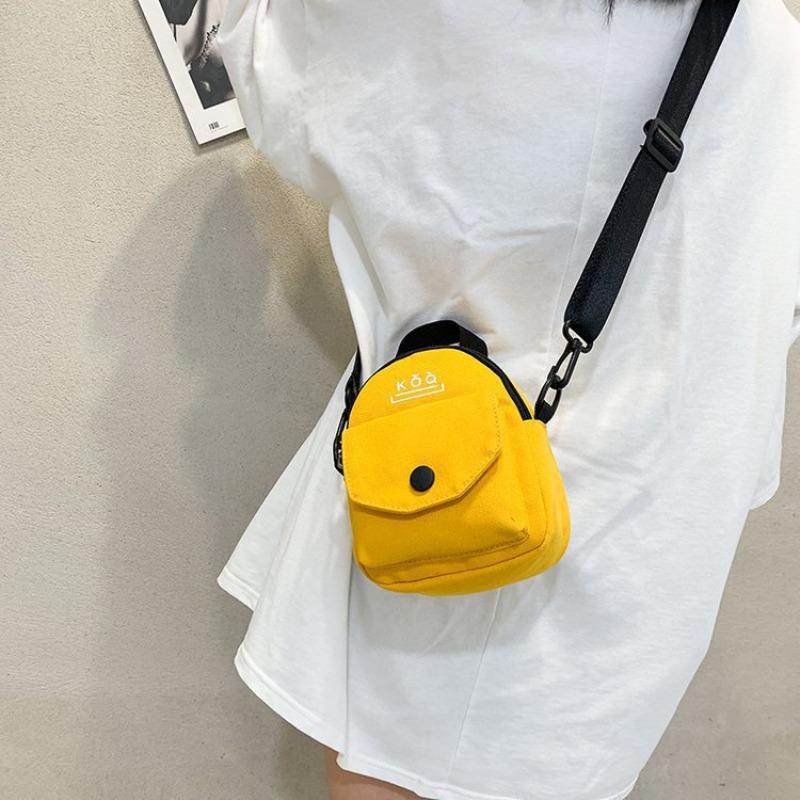 VIA ROMA Korean Version of Leisure Simple Fashion Solid Color Red Envelope Mobile Phone Canvas Bag Crossbody Bag