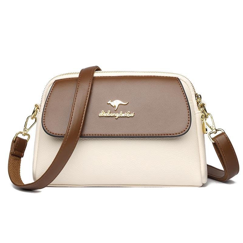 L.RIDING PULO Dames Kleine Tas Nieuwe Trendy Mode Veelzijdige Middelbare Moeder Tas Zachte Lederen Textuur Schouder Messenger Bag beige