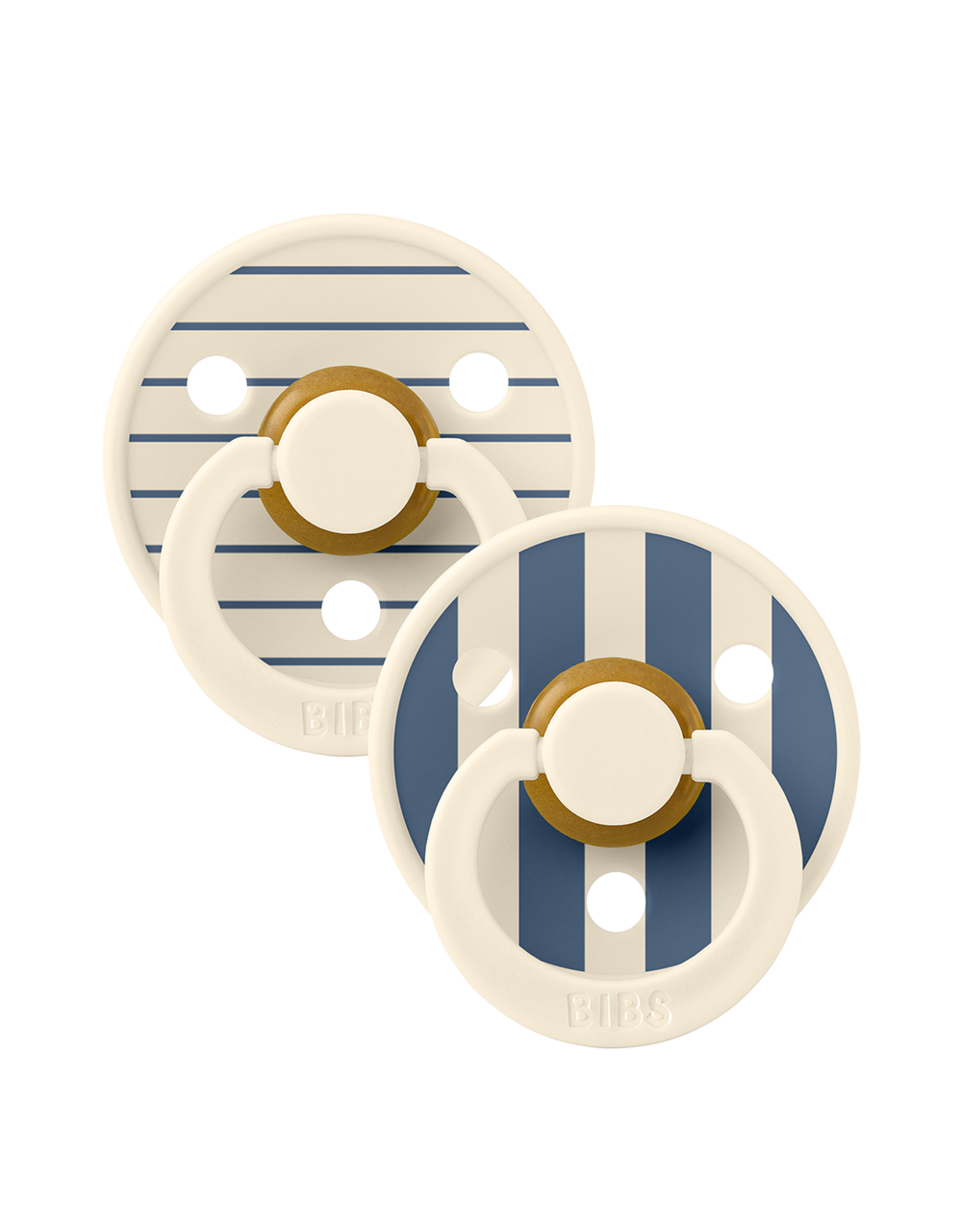 Bibs – Studio Collection - Fopspeen - Rond – Ivory/Steel – Maat 2 – 2 Stuks