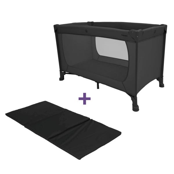 Prénatal campingbed Evi black met matras & matrashoes