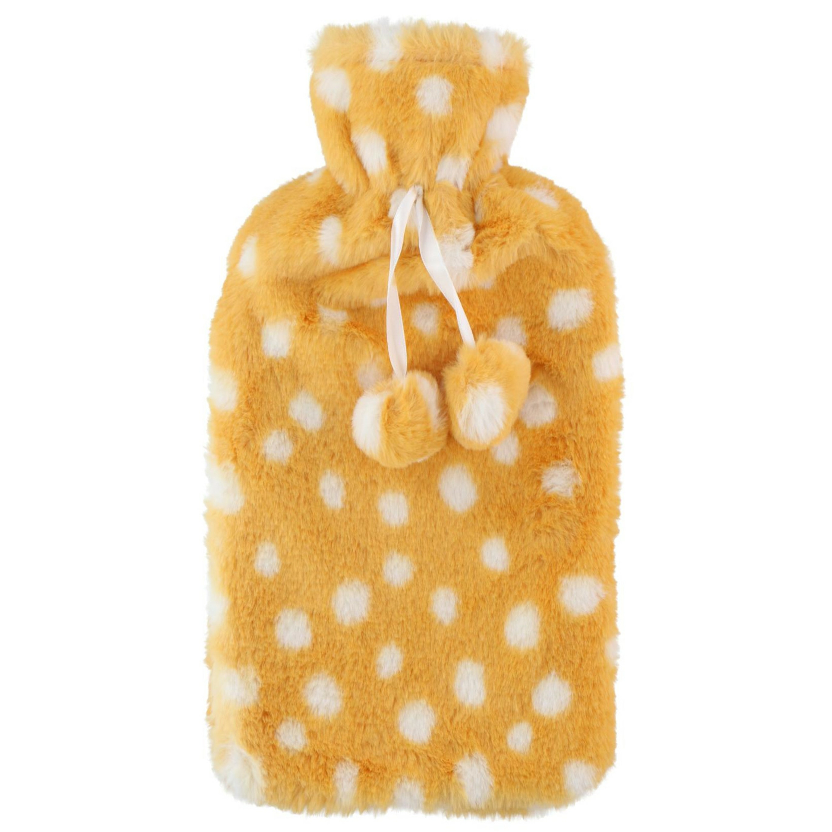 Home & Styling Warmwaterkruik - 2L - goud/wit - met hoes - kruik - stippen -